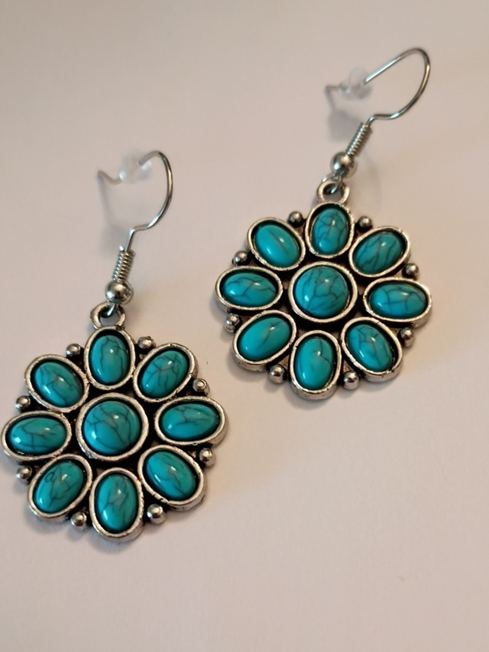Sale Turquoise Floral Drop Earrings - Silver-Tone Women Jewelry